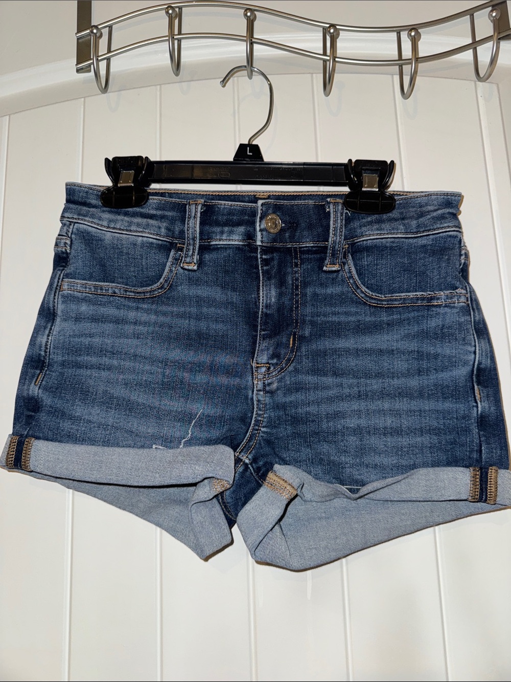 American Eagle Size 0 Next Level Stretch Dark Wash Denim Shorts - Blue